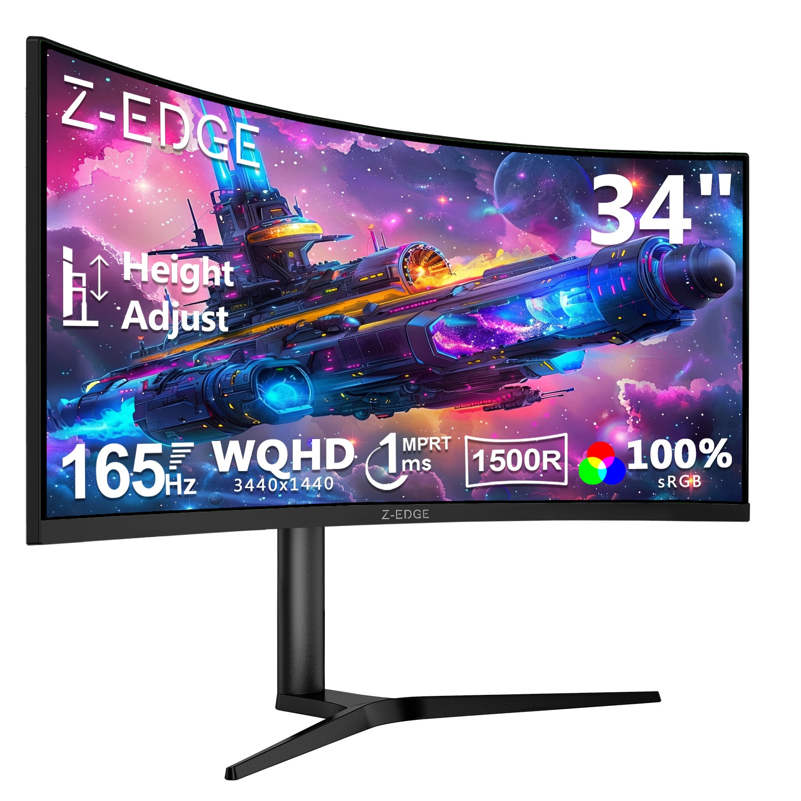 Z-EDGE UG34W 34インチ ウルトラワイド 3440x1440 165Hz PC モニター Amazon.co.jp: Z Z-Edge 湾曲ゲーミングモニター 165Hz ウルトラワイド