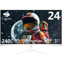 Z-EDGE 24" 240Hz IPS Gaming Monitor - White Monitor