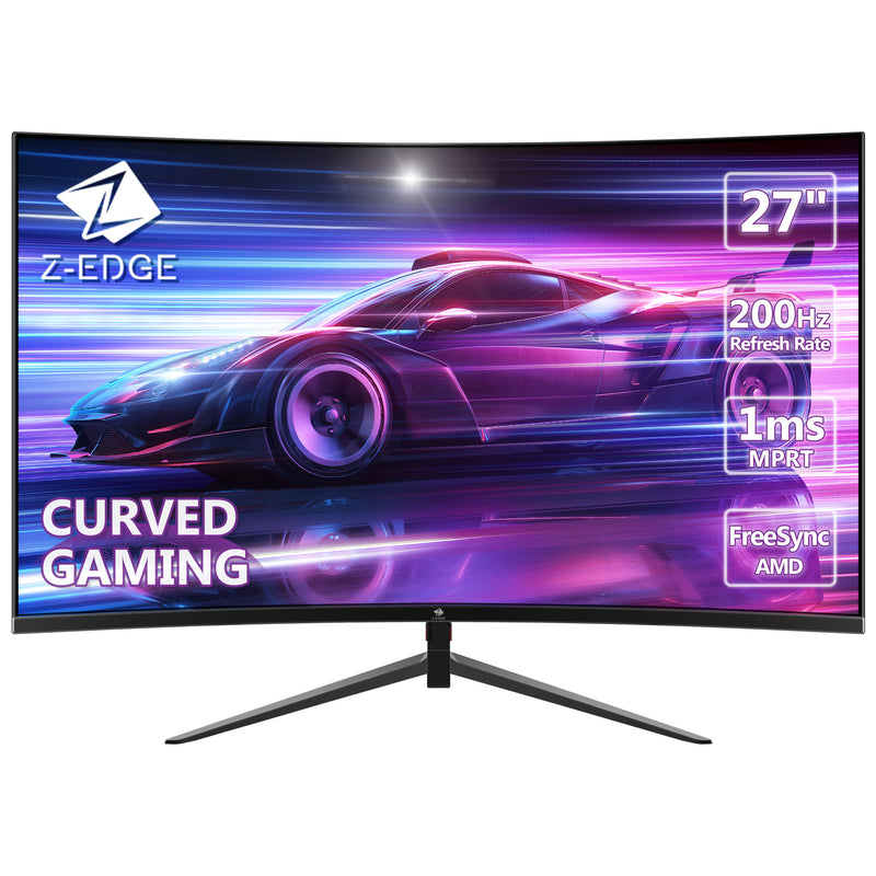 Refurbished: Z-Edge 27 Inch Curved Gaming Monitor 200Hz 1ms Full HD 1080P HDMI & DP Port Support VESA Wall Mount
