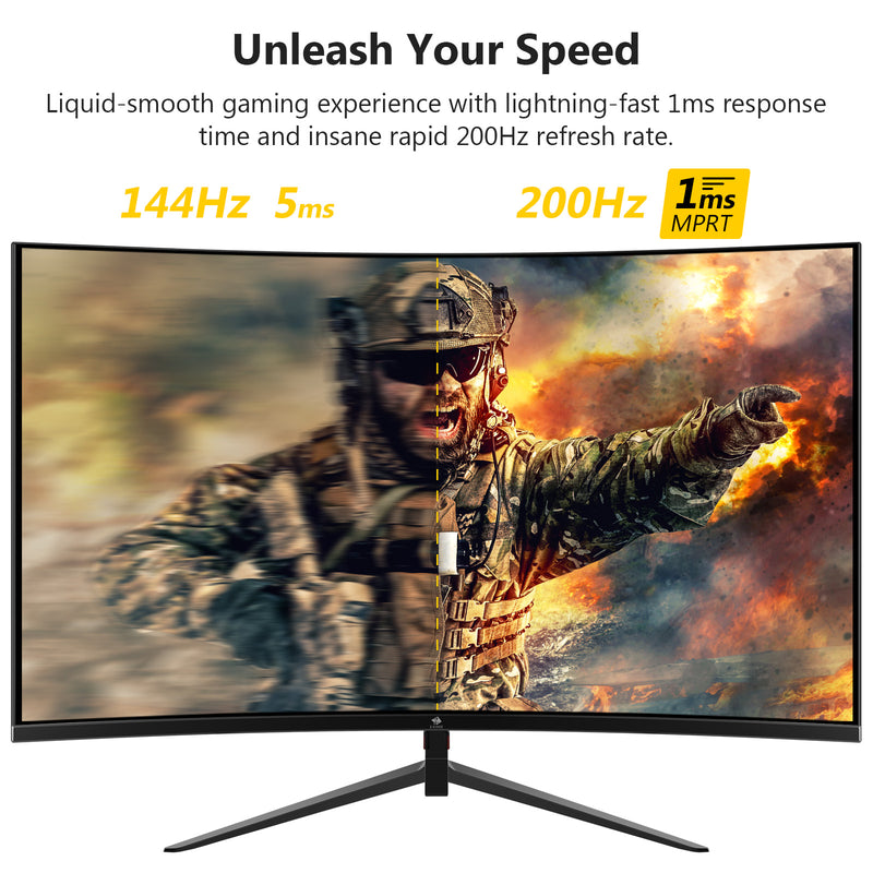 Z-EDGE UG27 27" 200Hz Curved Gaming Monitor 1ms Full HD 1080P HDMI & DP Port Support VESA Wall Mount
