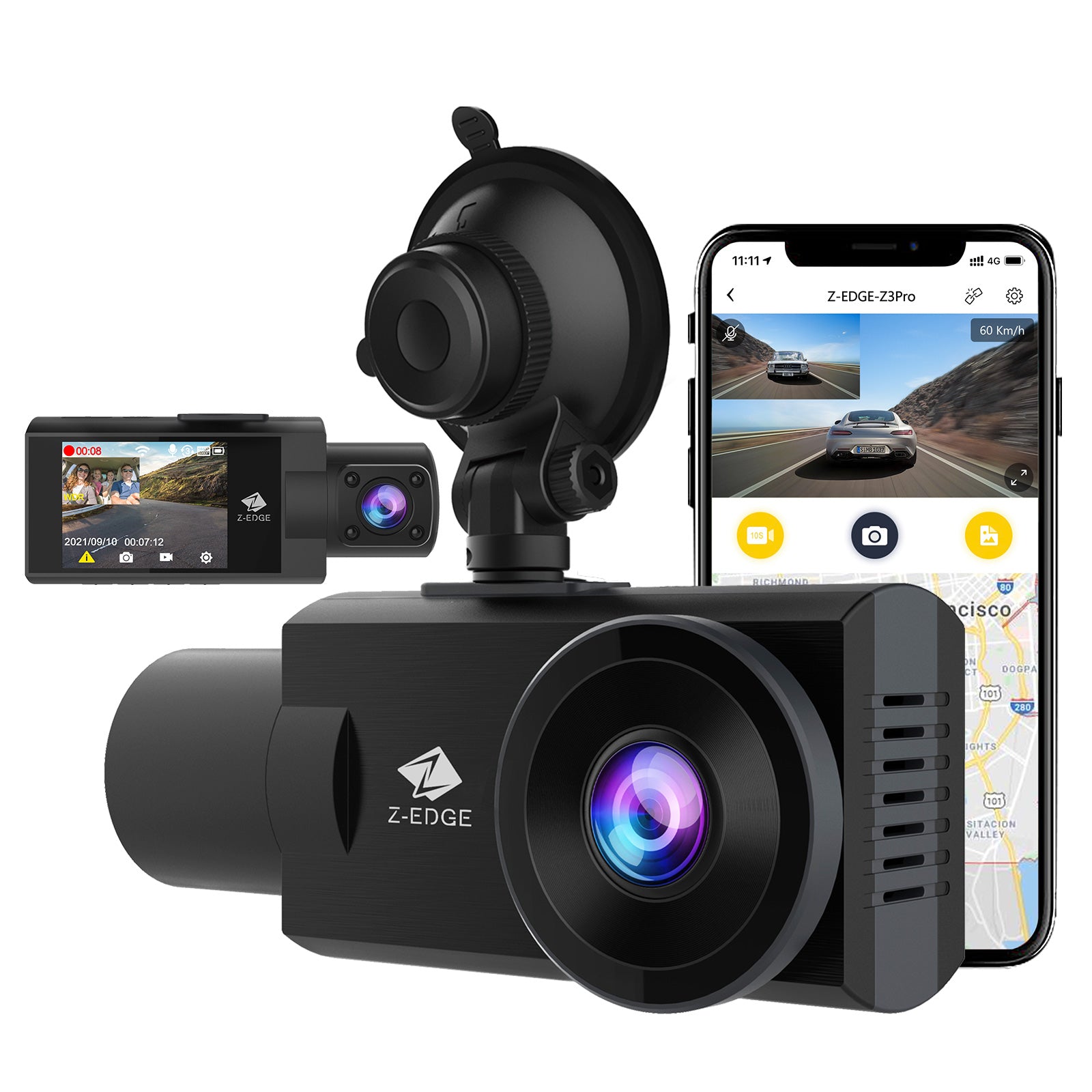 Z-Edge Z3Pro HD Dual Lense Dash Cam & 32GB