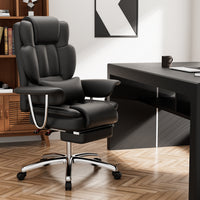 Z-EDGE Office Chair, Big and Tall Executive Office Chair with Footrest, Leather Computer Chair, Ergonomic Reclining Chair High Back, Home Office Chair