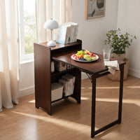 MERAVOM Bamboo Folding Desk, Foldable Desk for Small Space, Computer Desk with Hidden Storage for Home Office, Living Room, Bedroom