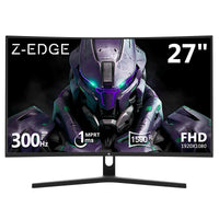 Refurbished: 27" 300Hz Curved Gaming Monitor Full HD 1080P, Black