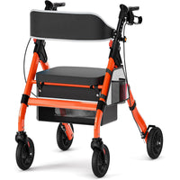 Z-EDGE Foldable Rollator Walkers with Seat for Seniors, 450 lb Capacity, 8" Wheels, 18" Big Seat, 6-Position Adjustable Height, Aluminum Frame