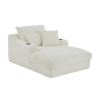 Single-Seat Sofa with Faux Two-Layer Design – Removable Cushions, Cup Holder & Magazine Pocket, 300 lbs Capacity