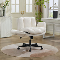 Z-EDGE Modern Chenille Swivel Office Chair, Height Adjustable Task Chair with Convertible Multi-Position Armrests for Home, Study, Vanity