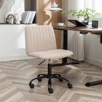 MERAVOM Criss Cross Chair with Wheels, Vanity Chair, Home Office Desk with Wide Seat Armless, Height Adjustable Swivel Rolling for Bedroom