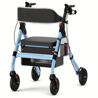 Z-EDGE Foldable Rollator Walkers with Seat for Seniors, 450 lb Capacity, 8" Wheels, 18" Big Seat, 6-Position Adjustable Height, Aluminum Frame