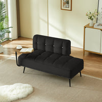 54" Comfy Velvet Loveseat Sofa, 2 Seater Deep Seat Couch with Backrest & 360° Rotating Side Table for Living Room, Bedroom