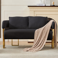 Z-EDGE 51" Teddy Upholstered Loveseat Sofa, Mid Century Modern Couch with Metal Legs for Living Room and Bedroom, Office