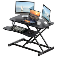MERAVOM 32 Inch Desk Converter, Height Adjustable Sit to Stand Riser, Dual Monitor and Laptop Workstation with Wide Keyboard Tray