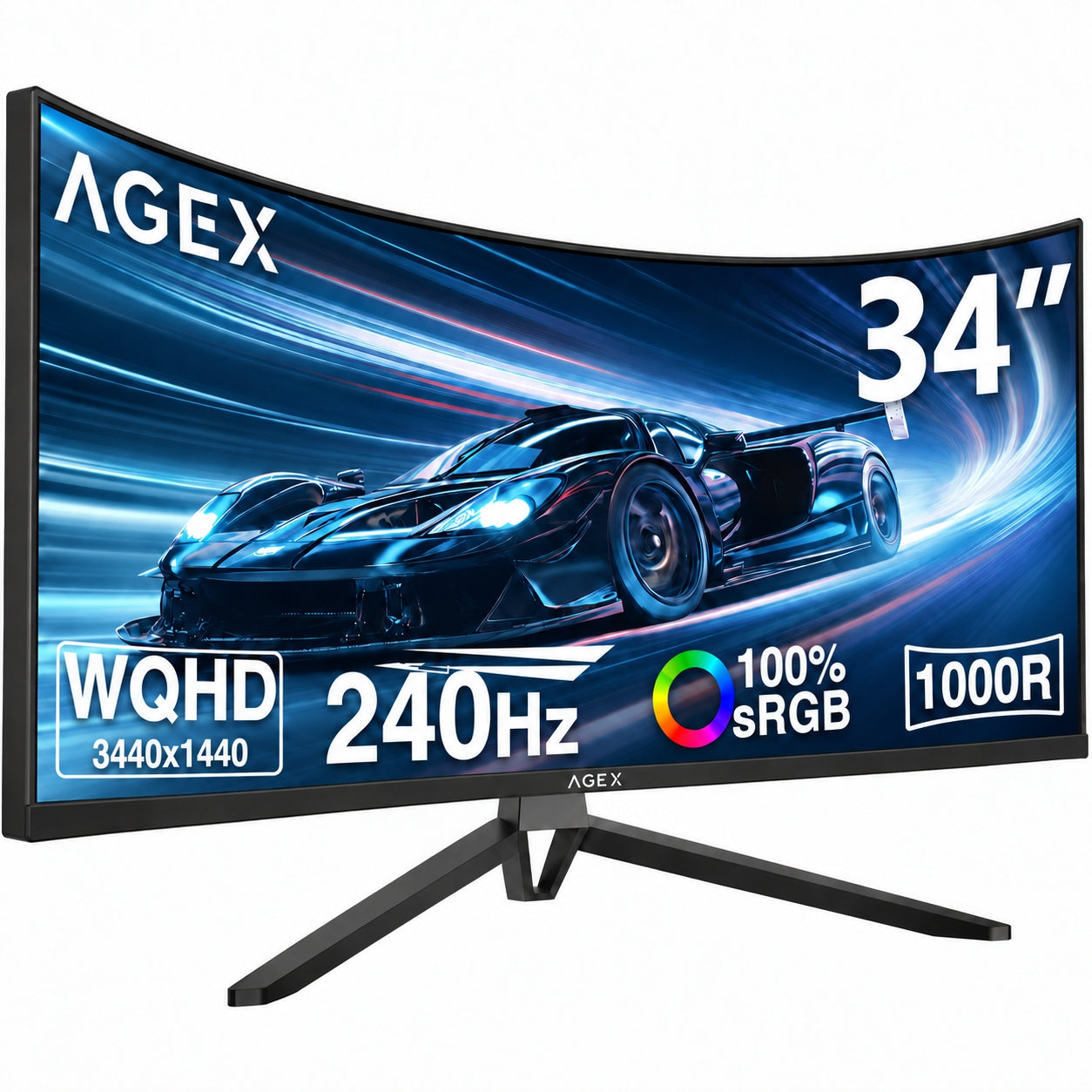 AGEX AG34S 34” 240Hz WQHD 3440x1440 21:9 Ultra-Wide 1ms Gaming