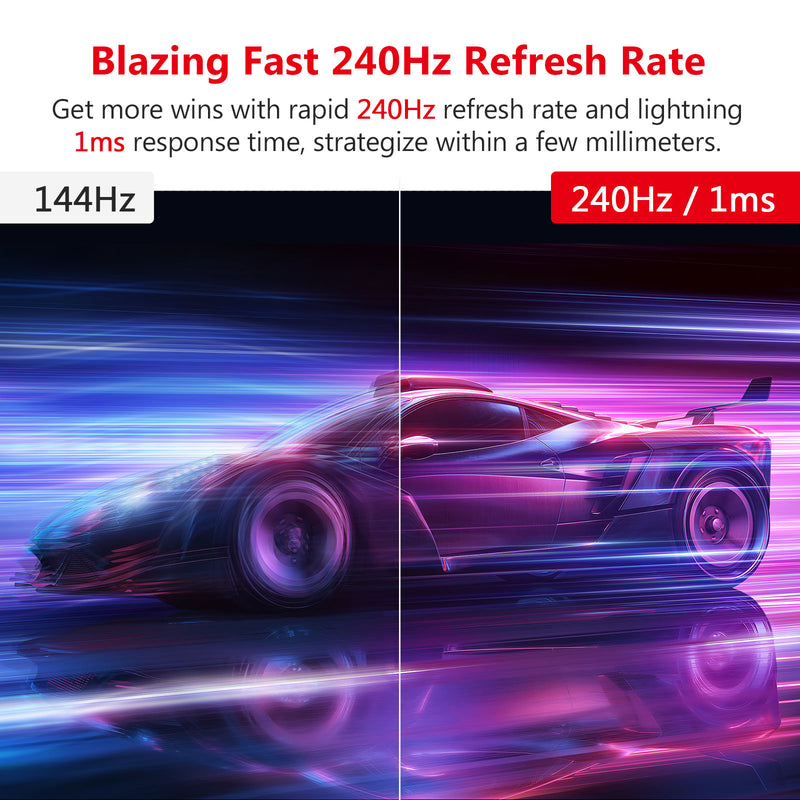 Z-Edge UG27PJ 27-inch Gaming Monitor 240Hz 1ms IPS 1920x1080 Frameless LED Gaming Monitor, AMD Freesync Premium DisplayPort HDMI, Built-in Speakers
