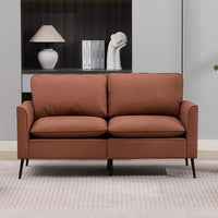 Z-EDGE 55.9" Faux Leather Loveseat Sofa, Mid Century Modern Couch with Metal Frame, Deep Seat Love seat with Padded Arms for Living Room, Office