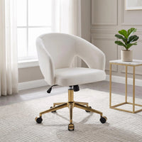 Z-EDGE Velvet Office Desk Chair, Upholstered Home Office Desk Chairs with Adjustable Swivel Wheels, Ergonomic Office Chair for Bedroom, Office