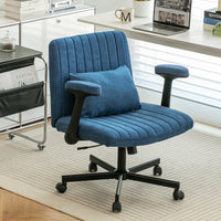 Z-EDGE Criss Cross Chair with Adjustable Flip-Up Arms, Wide Cross Legged Office with Wheels, Desk Chair Height Adjustable Swivel for Home Office