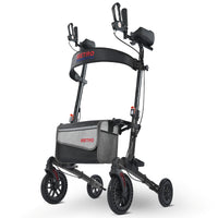 Metro Mobility M905BU Rollator Walker with Seat for Seniors, 10" Big Front Shock-Absorbing Wheels for All Terrain, 300 lb. Weight Capacity, Black