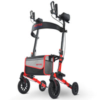 Andador rollator Metro Mobility M905BU con asiento para personas mayores, ruedas delanteras grandes de 10" con absorción de impactos para todo terreno, capacidad de 300 lb., rojo