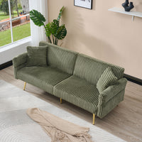 79" Convertible Futon Sofa Bed, Small Recliner Sleeper Sofa with Folding Armrests, Corduroy Loveseat Futon Couch for Living Room