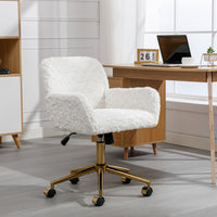 Z-EDGE Office Chair, Home Office Chair with Golden Metal Base, Adjustable Desk Chair Swivel Office Chair, Vanity Chair for Living Room Bedroom