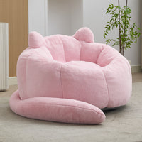 Z-EDGE Bean Bag Chair for Adults, Cat Shaped Bean Bag Single Sofa, Ultra Soft Faux Fur Floor Sofa with Cute Cat Tail Cushion for Living Room, Bedroom
