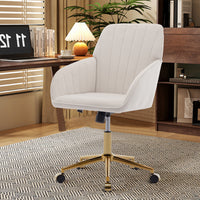 Z-EDGE Velvet Office Desk Chair, Upholstered Home Office Desk Chairs with Adjustable Swivel Wheels, Ergonomic Office Chair for Bedroom, Office