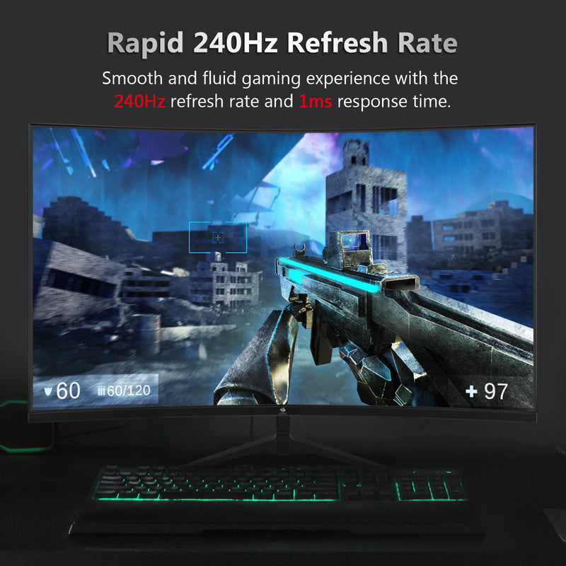 Z-Edge UG27P 27" Curved Gaming Monitor 240Hz 1ms 1920x1080 16:9 Frameless, Support AMD Freesync Premium, With DisplayPort & HDMI Port