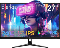 Z-EDGE UG27PJ 27 インチ ゲーミング モニター 240Hz 1ms IPS 1920x1080 フレームレス LED ゲーミング モニター、AMD Freesync プレミアム DisplayPort HDMI、内蔵スピーカー
