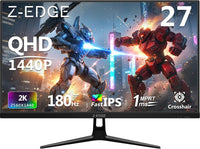 Z-EDGE 27 inch 2K 2560 x 1440 QHD 180Hz 1ms IPS Gaming Monitor, HDR10, 2 x HDMI 2.0, 2 x DP 1.4, Support Universal Mount