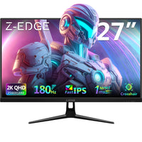 Z-EDGE 27 inch 2K 2560 x 1440 QHD 180Hz 1ms IPS Gaming Monitor, HDR10, 2 x HDMI 2.0, 2 x DP 1.4, Support Universal Mount
