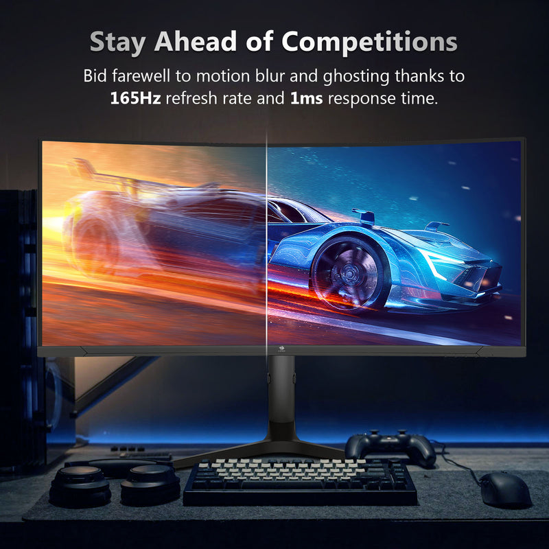 Z-EDGE UG34 34" Ultrawide 2K Curved Gaming Monitor with 165Hz Refresh Rate, AMD Freesync