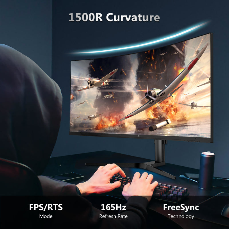 Z-EDGE UG34 34" Ultrawide 2K Curved Gaming Monitor with 165Hz Refresh Rate, AMD Freesync
