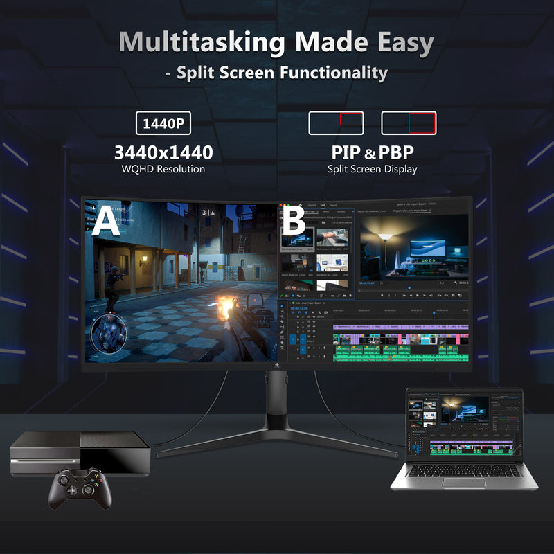 Z-EDGE UG34 34-Zoll-Ultrawide-2K-Curved-Gaming-Monitor mit 165 Hz Bildwiederholfrequenz, AMD Freesync