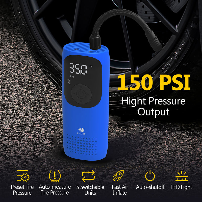 zai02 portable 150psi air inflator, hight pressure output, auto-shutoff, led light, fast air inflate