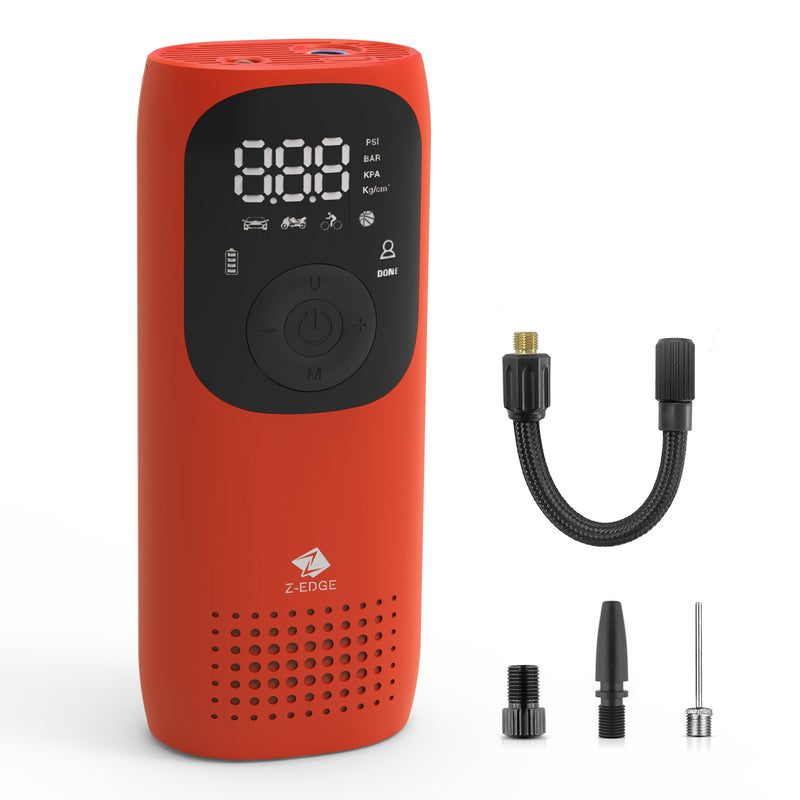 zai02 portable 150psi air inflator, air compressor inflater, with digital pressure-red