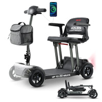 Scooters de movilidad Metro, de 4 ruedas para adultos y mayores, capacidad de 265 lb, plegable y ligera, alcance de 20 millas, silla de ruedas eléctrica aprobada para avión con puerto USB, negra