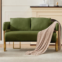 MERAVOM 51" Teddy Upholstered Loveseat Sofa, Mid Century Modern Couch with Metal Legs for Living Room and Bedroom, Office