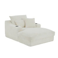 Single-Seat Sofa with Faux Two-Layer Design – Removable Cushions, Cup Holder & Magazine Pocket, 300 lbs Capacity