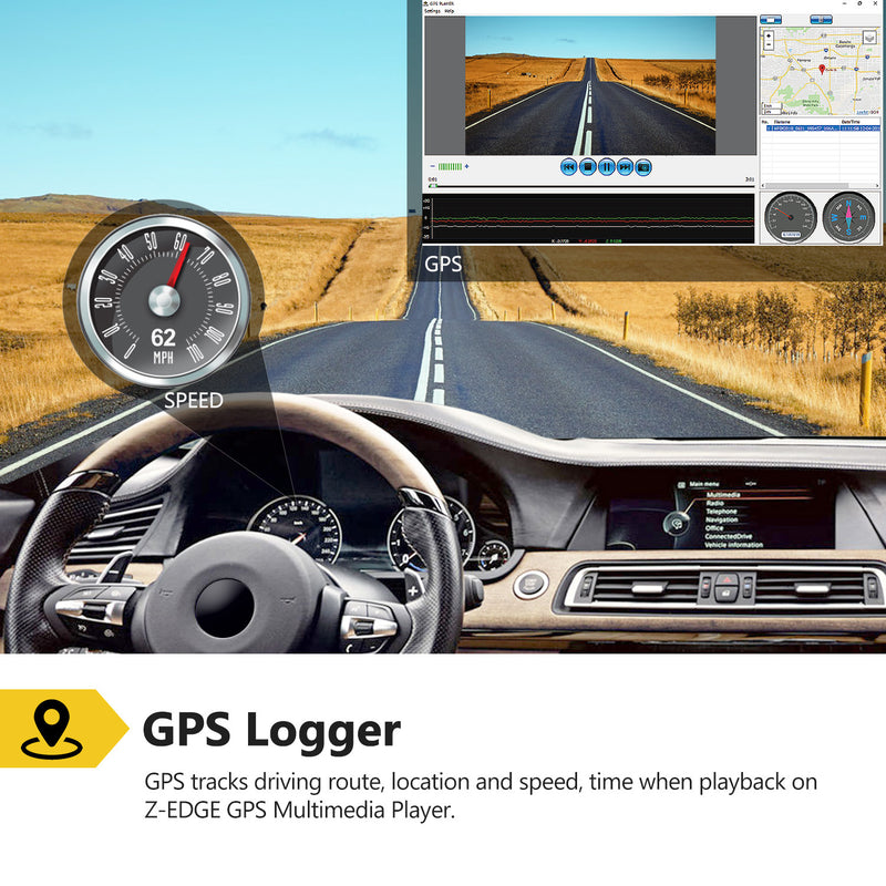 Z3G GPS Dash Cam 2K Resolution 2560x1440, 2.7" Screen