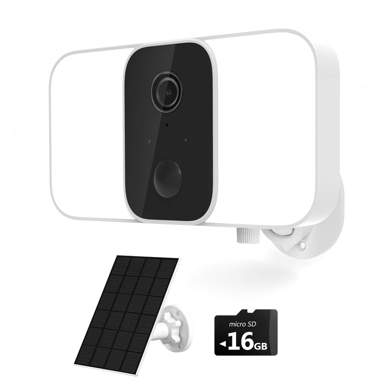 SL01 Wireless Floodlight Camera with Solar Panel, Includes 16GB MicroSD Card