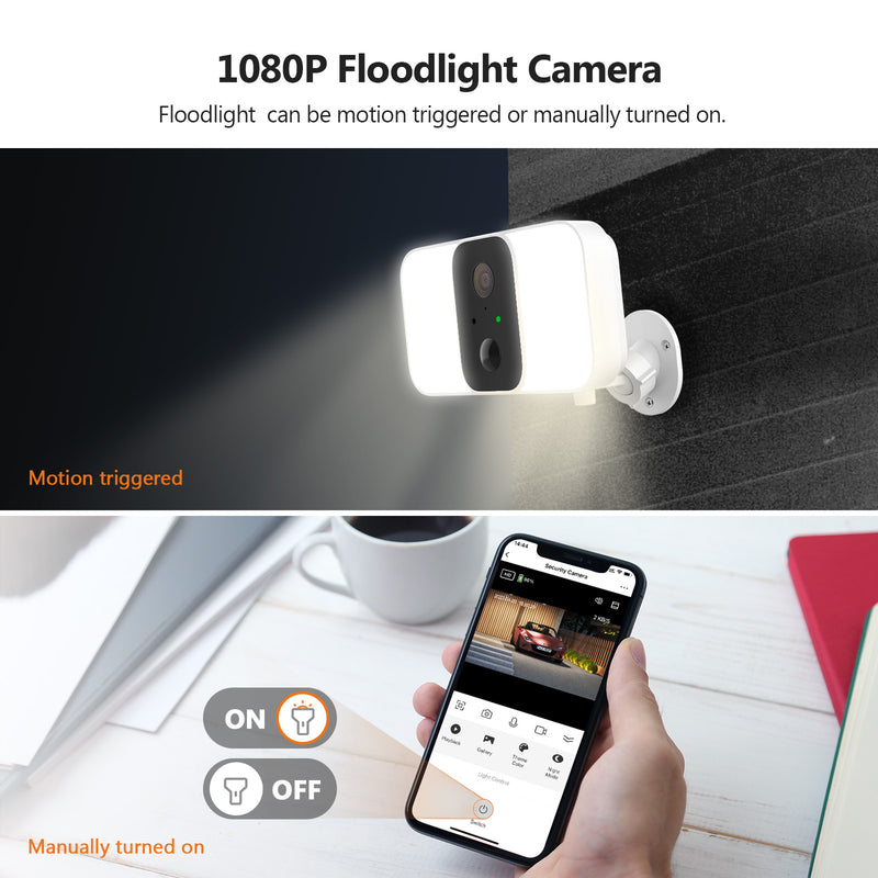 SL01 Drahtlose Flutlichtkamera mit Solarpanel, inklusive 16 GB MicroSD-Karte