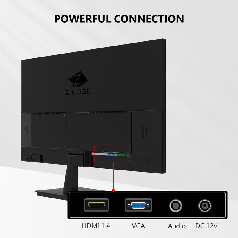 Z-EDGE U24I 24-inch IPS Monitor FHD, Multiple interface, support HDMI VGA ports, DC 12V monitor.