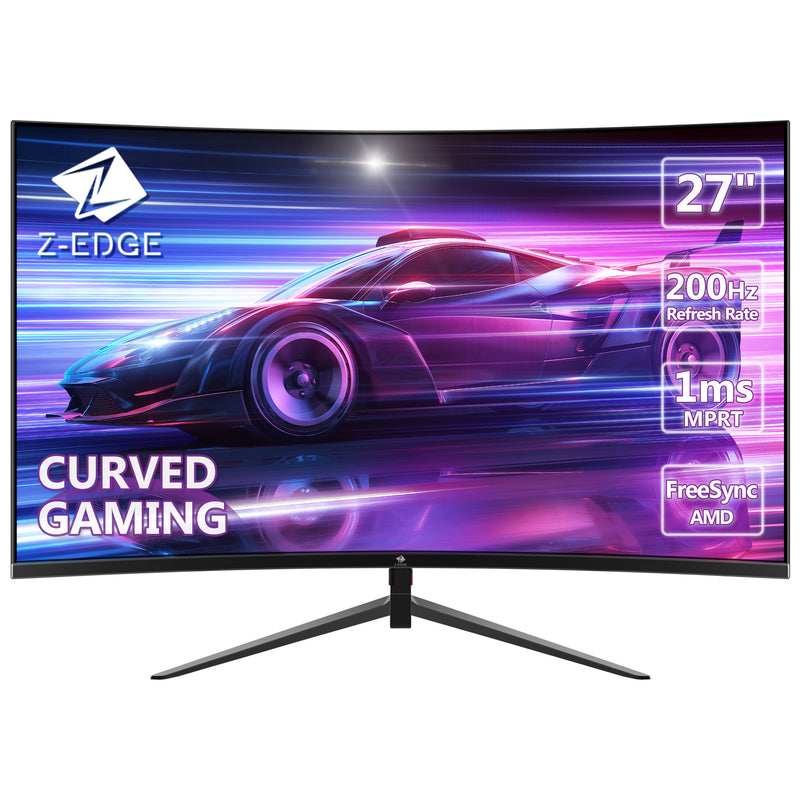 Z-EDGE UG27 27インチ 200Hz 曲面ゲーミングモニター 1ms フル HD 1080P HDMI &amp; DP ポートサポート VESA ウォールマウント