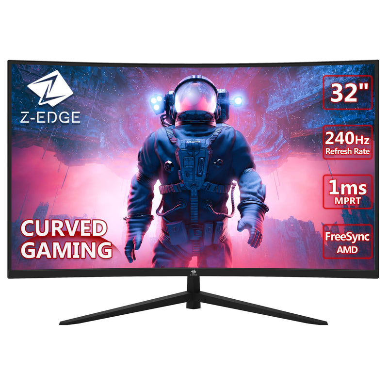 再生品: Z-Edge UG32P 32 インチ 1500R 曲面ゲーミング モニター 240Hz 1ms FHD サポート ウォール マウント