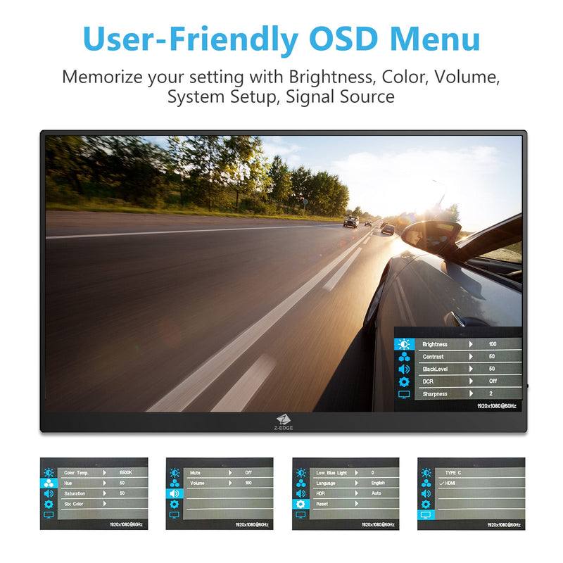 Refurbished: Ultra1 15.6" IPS Portable Monitor FHD 60Hz USB-C HDMI Included Magnetic Case