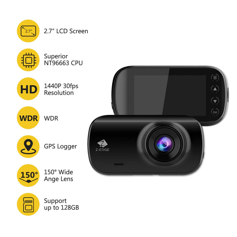 Z3G GPS Dash Cam 2K Resolution 2560x1440, 2.7" Screen