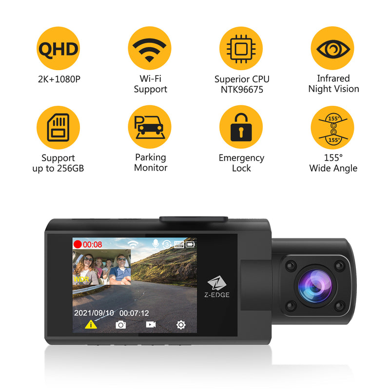 Z-Edge Z3Pro HD Dual Lense Dash Cam & 32GB
