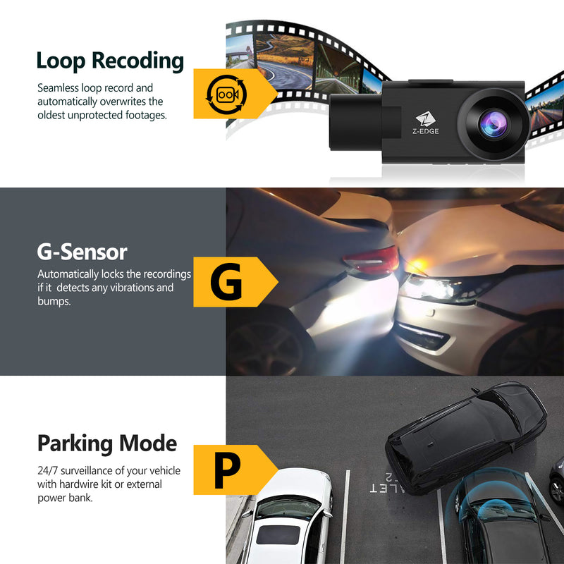 Z3Pro Dual Dashcam Integriertes Wi-Fi, 2K+1080P Vordere und Innere Dashcam, IR-Nachtsicht