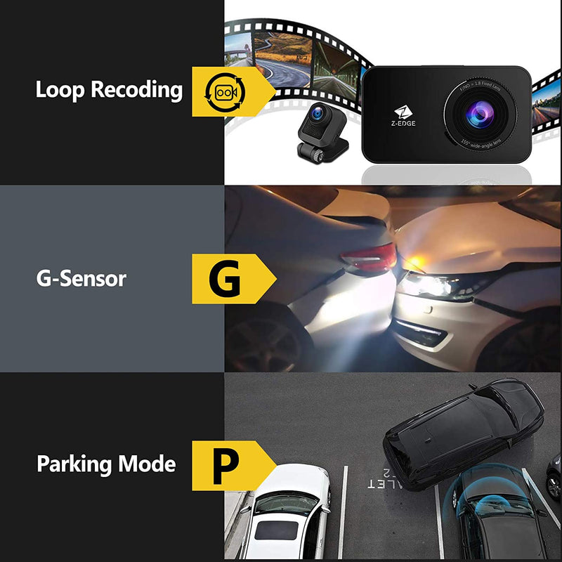 Car Dual Lens Dash Cam HD 1080P Front/Rear/Inside Video Recorder Camera  G-sensor